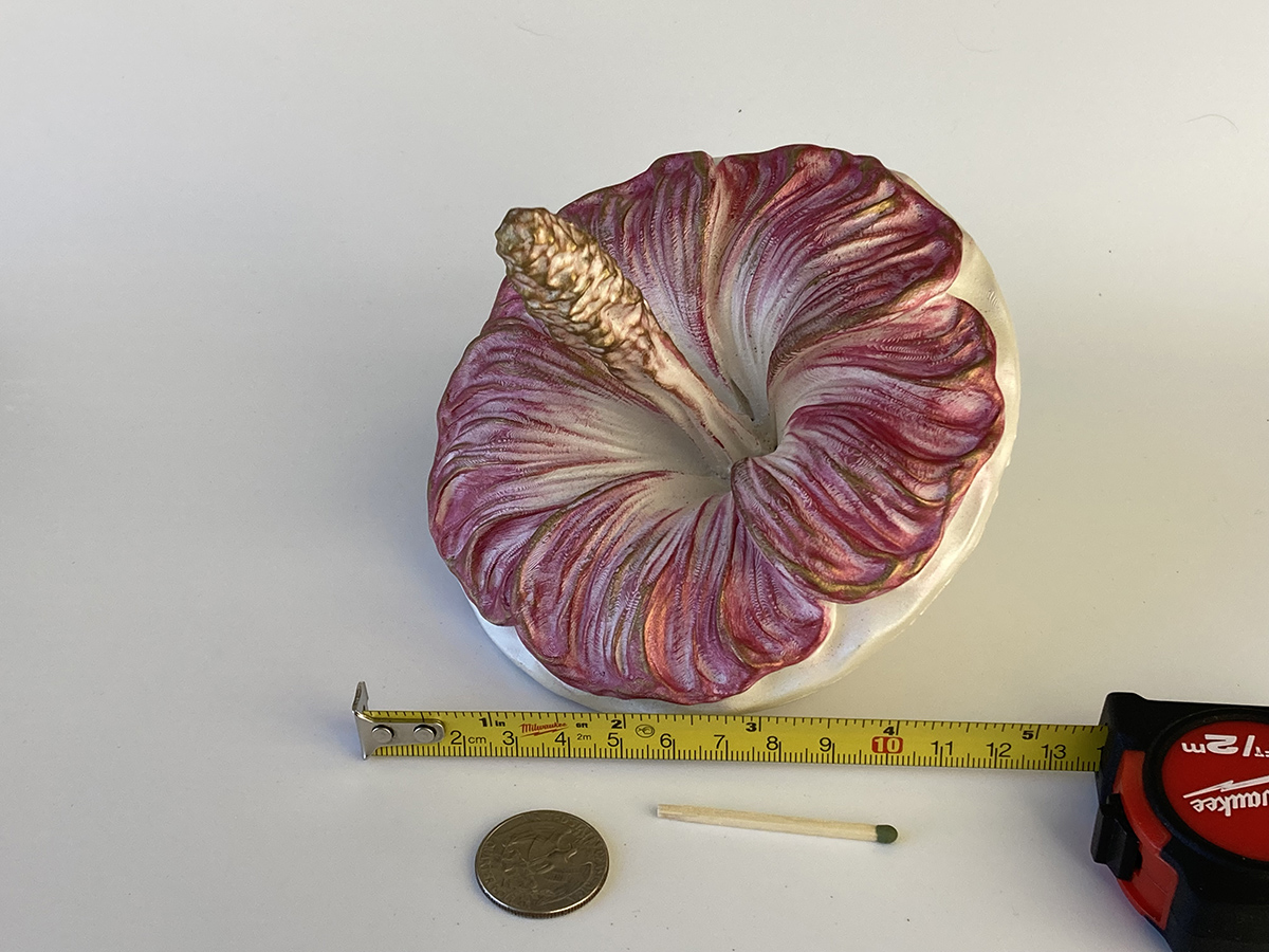 Colorful Mallow Flower Sculpture. Unique Author's Work as a Home Decoration.